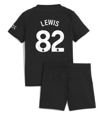 Manchester City Rico Lewis #82 Segunda Equipación Niños 2025-26 Manga Corta (+ Pantalones cortos)